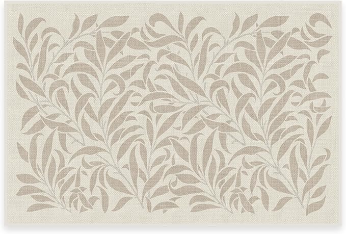 RUGGABLE x Morris & Co Machine Washable Area Rug – Pure Willow Boughs Natural 2x3, Stain-Resistant, Non-Slip – Small Rugs for Living Room, Bedroom, Hallway, Entryway & Bathroom–with Cushioned Pad