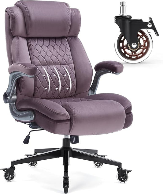 Large High Back Office Chair with Flip Arms- Executive Desk Chair with Locking Wheels, Adjustable Lumbar Support, Ergonomic Breathable Fabric Computer Chair Prevents Cats Scratching