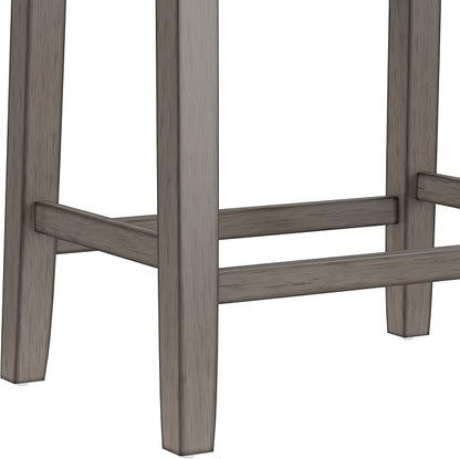 Hillsdale Fiddler Wood Backless Counter Height Stool with Saddle-Style Seat, Aged Gray