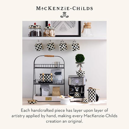MACKENZIE-CHILDS Courtly Check Kitchen Canister, Decorative Black-and-White Glass Storage Jar with Lid, Small