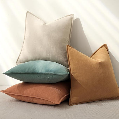 ZWJD Throw Pillow Covers 18x18 Set of 4 Chenille Pillow Covers with Elegant Design Soft and Luxurious Decorative Throw Pillows for Couch, Bed, and Home Decor