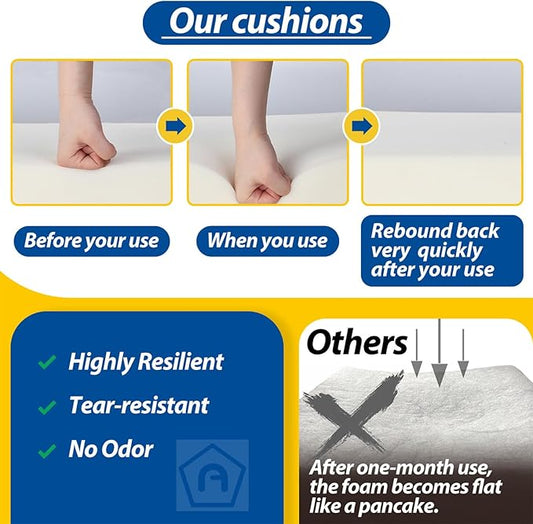 AAAAAcessories Outdoor Deep Seat Cushions, Waterproof, Fade-Resistant Patio Furniture Replacement Cushions, 25.5" x 25.5" x 5" + 25.5" x 19", Gray Cabana Stripe