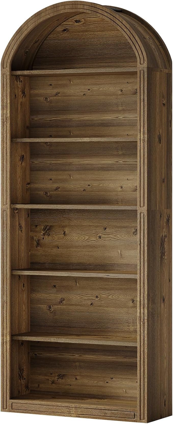 Tribesigns 77.16" Tall Arched Bookshelf, 6-Tier White Arched Bookcase with Storage Shelves for Living Room, Bedroom, Set of 2 (Brown, 6-Tier)
