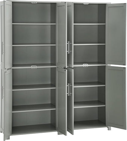 Crosley Furniture Savannah 2-Piece Pantry Storage Cabinet Set with Shelves, Kitchen, Dining, or Laundry Room, Gray
