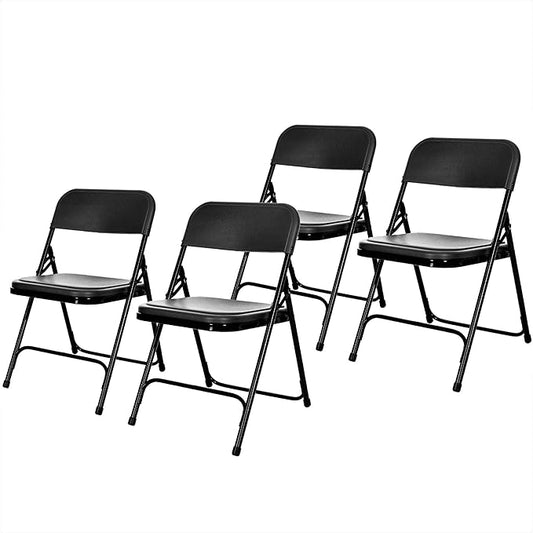 OEF Furnishings OEF800 Series Premium Heavy-Duty Plastic Folding Chairs, Lightweight, Durable Seating for Indoor and Outdoor Use, 500 lb Capacity (4-Pack, Black Plastic with Black Frame)