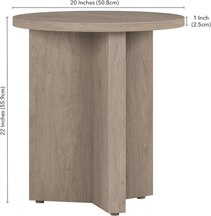 Henn&Hart 20" Wide Round Side Table in Antiqued Gray Oak, for Home, Living Room, Bedroom, Entertainment Room or Office