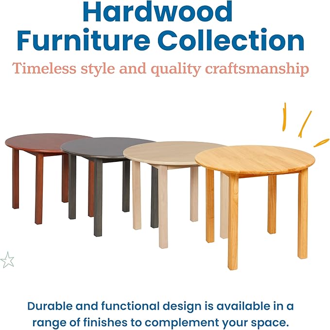 ECR4Kids 30in D Round Hardwood Table with 22in Legs, Kids Furniture, Honey