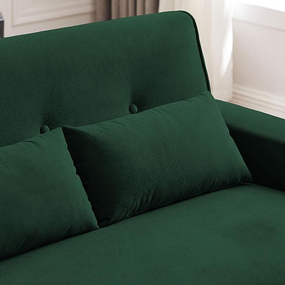 48.8" Small Loveseat Sofa, Mid Century Modern Love Seat Couch with Back Cushions and Plastic Legs, 2 Seater Couches for Living Room, Bedroom, Small Spaces, Green
