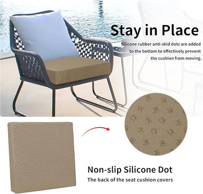 Easy-Going Waterproof Patio Cushion Covers 24x22x4 inch 2 Pack Replacement Non-Slip Outdoor Seat Cushion Slipcover with Zipper. Camel