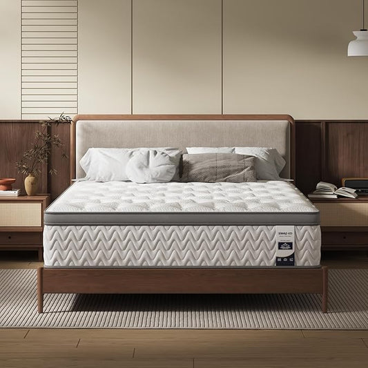 King Mattress, 12 Inch 5-Zone Deep Sleep Firm Mattress with Extra Lumbar & Shoulder Support, Hotel Collection Hybrid Mattresses, Fiberglass Free & No Odor - 365 Nights Trial