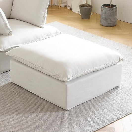 JACH Ottoman Module for Living Room, Cushion Covers Removable, Minimalist Comfy Breathable Ottoman Paired with Sofa Couch for Living Room Apartment, Beige