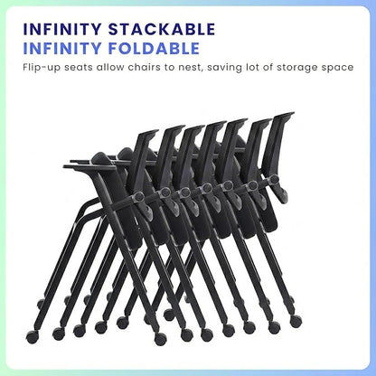 20 Pack Stackable Conference Room Chairs with Paddle Folding Office Chair Foldable Desk Chair Mesh Back and Arms for Conference Meeting Guest Reception Home Office Training Room Chair Black