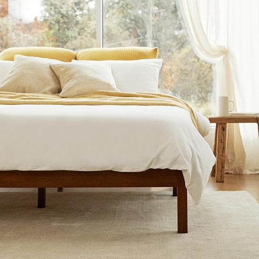 LIFEMENT Classic Wood Platform Bed Frame, Essential, Noise Free, Under Bed Storage, No Box Spring Needed, Easy Assembly (Walnut, King (U.S. Standard))