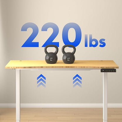 FLEXISPOT E3 Bamboo Dual Motor 72 x 30 Electric Standing Desk Sit Stand Up Desk, Holds 220 lbs, Adjustable Height w/ Memory Presets, Solid Bamboo Curved Desktop & White Frame, Ships in 2 Boxes