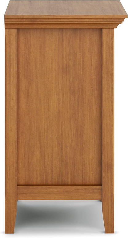 SIMPLIHOME Amherst SOLID WOOD 24 Inch Wide Traditional Bedside Nightstand Table in Light Golden Brown, For the Living Room and Bedroom