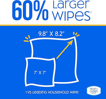 Nice 'N Clean Disinfecting Surface Wipes 72ct | Cleans & Disinfects Home & Kitchen Surfaces | Lemon Scent
