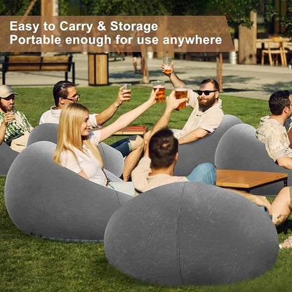 Realspring 12 Pcs Bean Bag Chairs for Adults Inflatable Chairs with Electric Air Pump,Blow up Couch Folding Portable Inflatable Couch Lazy Sofa for Reading Living Room Camping (Grey)