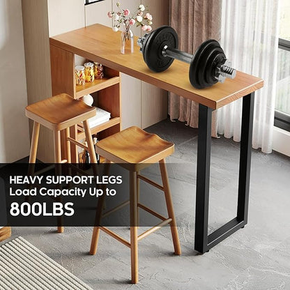 36 Inch Metal Bar Table Legs for Desk, Dining Table with Adjustable Feet Pads,Home DIY Furniture Legs，Black Set of 2(W18”*H36”).