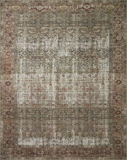 Loloi Amber Lewis Georgie Collection GER-07 Moss/Salmon 5'-0" x 7'-6", .19" Pile Height, Area Rug