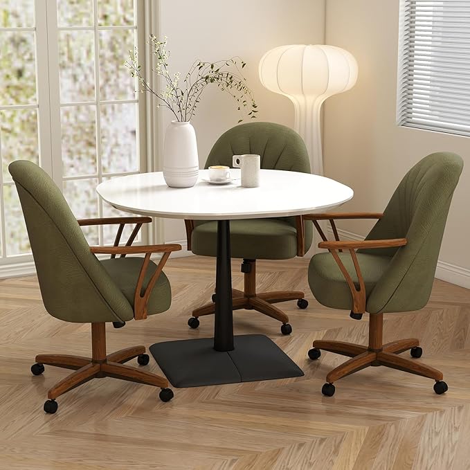 Chromcraft Set of 4 Swivel Tilt Chairs, Chairs with Wheels for Kitchen Room