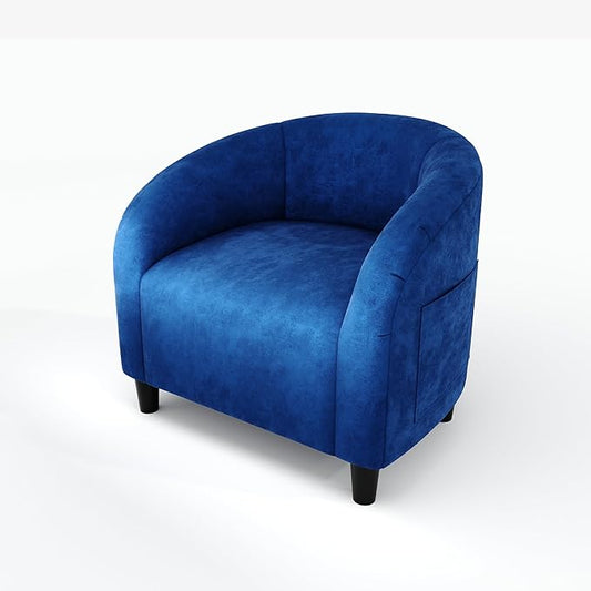 GarveeHome Accent Chair Armchair for Living Room Barrel Club Chair with Soft Padded Seat & Sturdy Legs for Bedroom Waiting Room Reception Chairs(Navy Blue)