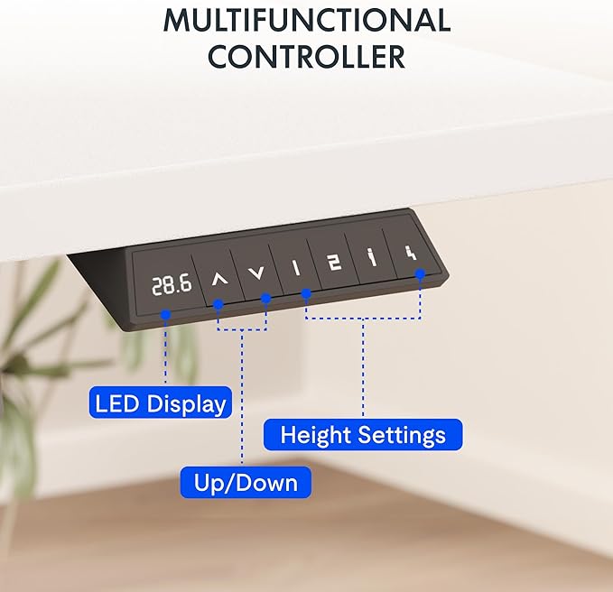 FLEXISPOT EN2 Whole-Piece Standing Desk with Clamp Power Strip, 55 x 28 Electric Stand Up Height Adjustable Desk with Cable Management (White Frame + 55" White Top,2 Packages)