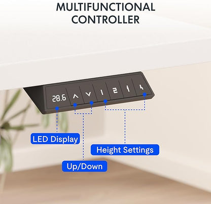 FLEXISPOT EN2 Whole-Piece Standing Desk with Clamp Power Strip, 48 x 30 Electric Stand Up Height Adjustable Desk with Cable Management (Black Frame + 48" White Top, 2 Packages)