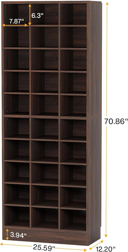 Tribesigns 10-Tier Shoe Storage Cabinet, Espresso Wooden Shoe Rack with 30 Cubbies, Freestanding Tall Entryway Shoe Organizer for Closet, Entryway, Living Room