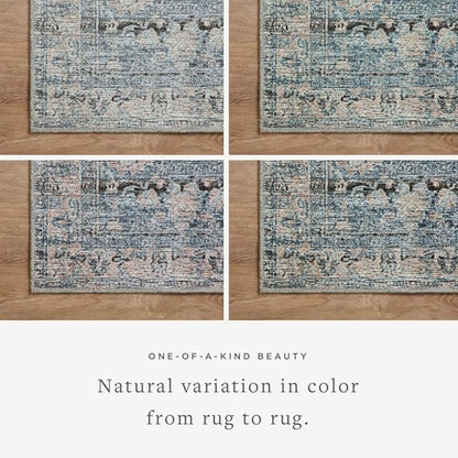 Loloi Amber Lewis Billie Collection BIL-05 Denim/Blush 7'-6" x 9'-6", 0.19" Thick Area Rug