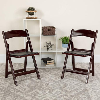 EventStable Titan PRO Resin Folding Chair - Mahogany Indoor/Outdoor Lightweight Folding Chair with Vinyl Padded for Weddings Parties Events - 4 Pack