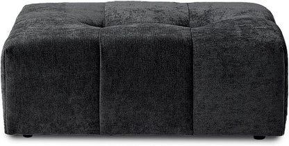 JACH Modern Ottoman Seat for Living Room, Linen Fabric Ottomans, Minimalist Foot Stool, Comfy Breathable Footstool for Living Room Apartment (Black)
