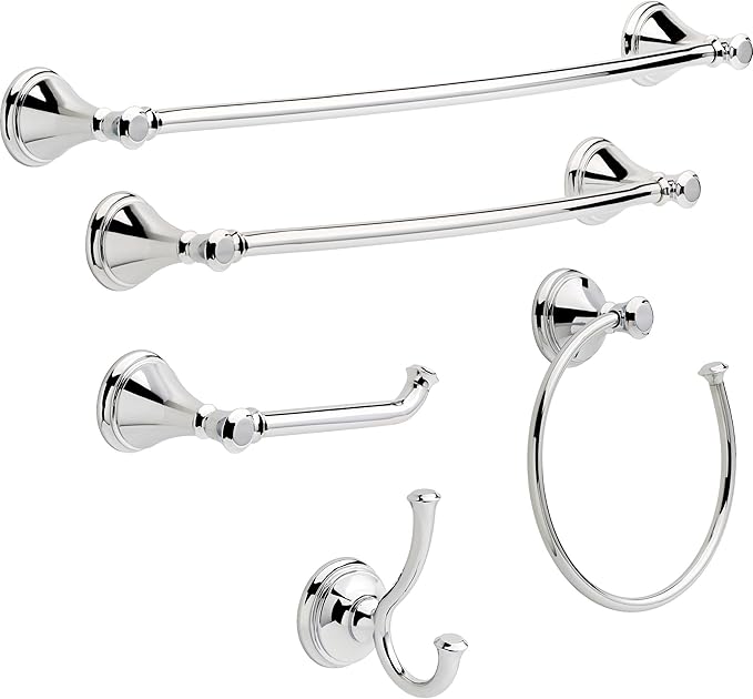 Delta 79710 Cassidy 18-in Glass Shelf with Towel Bar in Polished Chrome