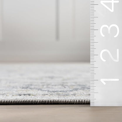 nuLOOM 10' x 14' Machine Washable Stain-Resistant Area Rug Medium Profile for Living Room, Bedroom, and Dining Room, Cady Blue