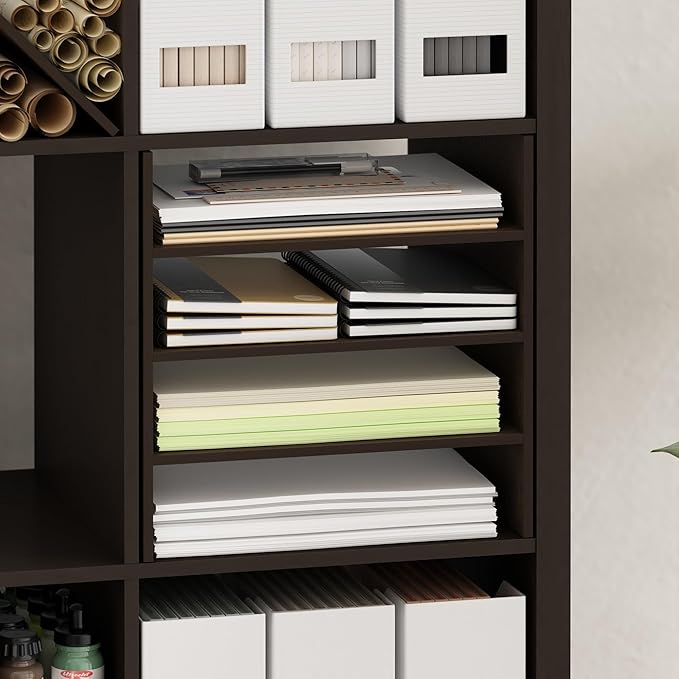 Furinno Cubicle Cube Insert, 3-Shelf Cube Organizer, Fits into Extra Thick Cubes, for Organizers and Storage, Dark Oak (Does not fit IKEA Kallax Shelving)