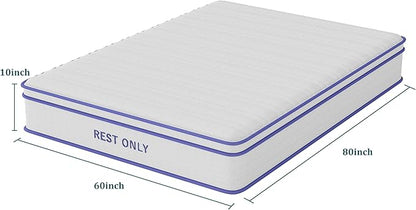 King Size Mattress 10 Inch, Rest Only King Mattress in a Box, Memory Foam & Individually Wrapped Coils Pocket Spring for Motion Isolation and Pressure Relief, Medium Firm
