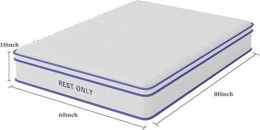 King Size Mattress 10 Inch, Rest Only King Mattress in a Box, Memory Foam & Individually Wrapped Coils Pocket Spring for Motion Isolation and Pressure Relief, Medium Firm