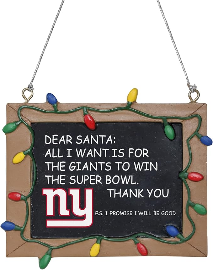 NFL Resin Holiday Christmas Chalkboard Sign Ornament