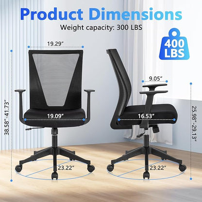 CLATINA Home Office Chair Ergonomic Desk Chair Mesh Computer Chairs with Armrests Executive Rolling Wheels Swivel Heavy Duty Chairs Office, Home, Black 4 Pack