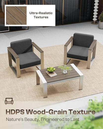 Outdoor Patio Furniture Set, 7 Seats Outdoor Patio Conversation Sets with Ergonomic Seat and Wide Washable Thick Cushions, Modern Patio Sectional Furniture for Balcony, Porch (Charocal)