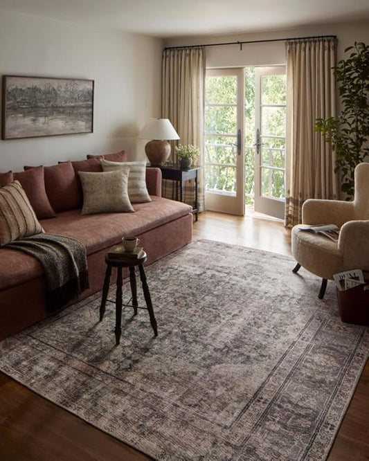 Loloi Amber Lewis Georgie Collection GER-08 Lagoon/Beige 8'-4" x 11'-6", .19" Pile Height, Area Rug