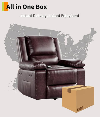 GarveeHome Oversized Electric Lift Recliner Chair - Heat and Massage, PU Leather Power Lift Recliner for Elderly & Mobility Impaired, Adjustable Back and Legs, Heavy Duty Lift Chair for Seniors