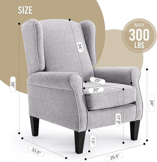 Modern Accent Chair, Fabric Armchair with High Back & Sturdy Legs, Comfy Single Sofa Chair for Bedroom, Living Room, Reading & Balcony
