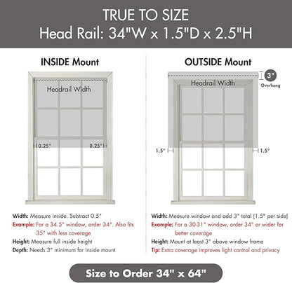Madison Park Galen Cordless Roman Shade, 34"W x 64"H, Sheen Grey – Room Darkening, Thermal Insulated, Energy Efficient Window Blind with Subtle Sheen Basketweave Fabric for Privacy