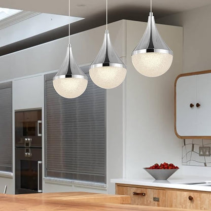 JONATHAN Y JYL7121A Elyse Teardrop 33" 3-Light Modern Mid-Century Iron/Acrylic Integrated Linear LED Pendant French Country,Vintage,Bohemian, Chrome/White