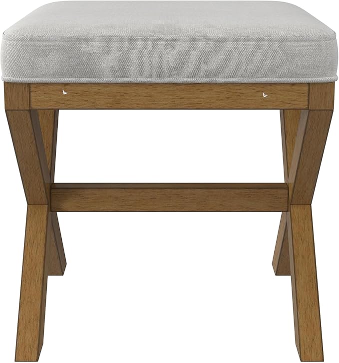 Hillsdale Somerset Backless Wood Vanity Stool for Makeup Room or Bathroom, Dark Driftwood