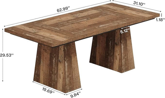Tribesigns 63-Inch Executive Desk, Large Office Computer Desk with Double Pedestal, Modern Simple Workstations Writing Table Conference Table Business Furniture for Home Office, Espresso Brown