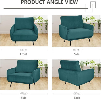 Oversized Accent Chair for Living Room Chairs Reading Arm Chair Comfy Modern Single Sofa Side Chairs with Metal Legs & Soft Cushion for Bedroom, Waiting Room (Velvet Dark Green, Set of 2)