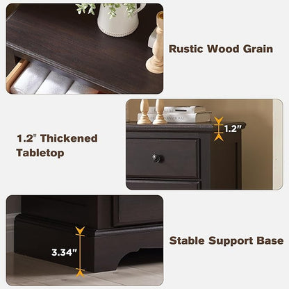 T4TREAM 6 Drawers Dresser Chests for Bedroom, 48" Tall Rustic Chset of Drawers, Wood Dressers Organizer for Bedroom, Living Room,Hallway, Espresso