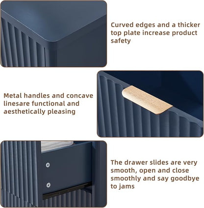 Fluted 5 Drawers Dresser for Bedroom, 41" Tall Modern Chest of Drawers with Metal Handle,Navy Blue Wood Drawer Organizer for Bedroom, Living Room, Hallway, Entryway
