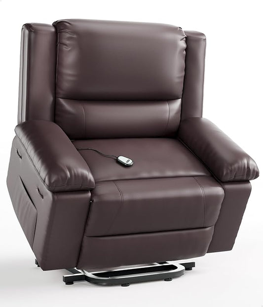 GarveeHome Oversized Wide Power Lift Recliner Chair - Heat and Massage, PU Leather, Adjustable Back and Legs, Electric Lift Chair Designed for The Elderly and People with Mobility impaired